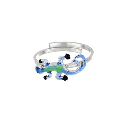 ANELLO LIZARD SMALTO BLU IN ARGENTO 925°/°°