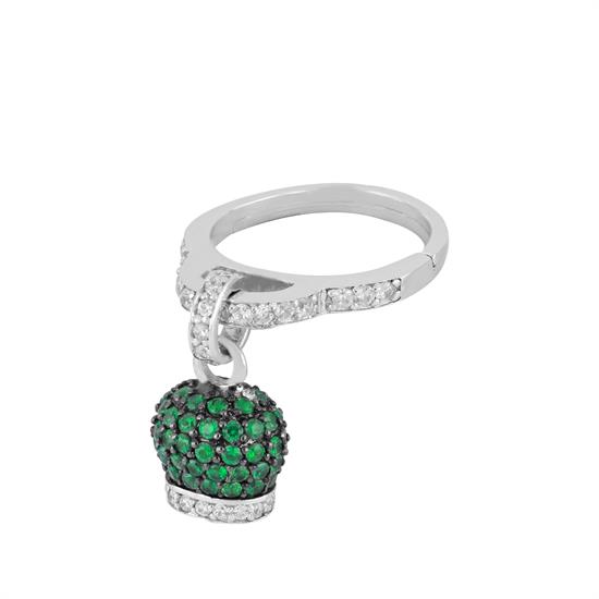 ANELLO CAMPANELLA ZIRCONATA LIGHT GREEN IN ARGENTO 925°/°°