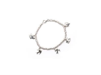 BRACCIALE GRANELLI IN ARGENTO 925°/°° CON CHARMS