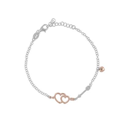 BRACCIALE DOPPIO CUORE E FRECCIA IN ARGENTO 925°/°°