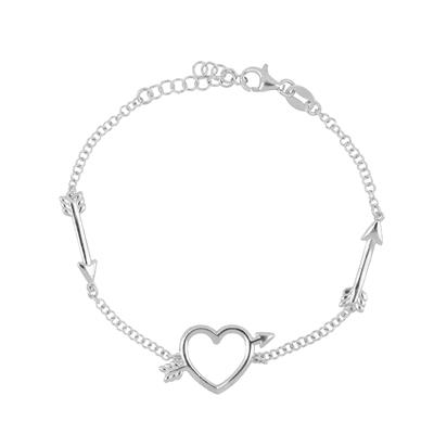 BRACCIALE CUORE GRANDE E FRECCIA IN ARGENTO 925°/°°