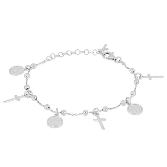 BRACCIALE ANGIOLETTO E CROCI PENDENTI IN ARGENTO 925°/°°