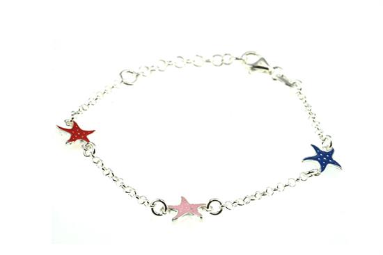 BRACCIALE STELLE MARINE SMALTO IN ARGENTO 925°/°°