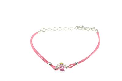 BRACCIALE ANGIOLETTO CON SAGOLA ROSA IN ARGENTO 925°/°°