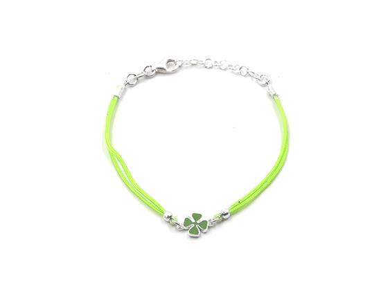 BRACCIALE QUADRIFOGLIO CON SAGOLA VERDE IN ARGENTO 925°/°°