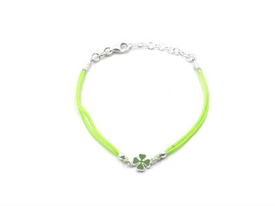 BRACCIALE QUADRIFOGLIO CON SAGOLA VERDE IN ARGENTO 925°/°°