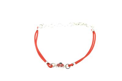 BRACCIALE COCCINELLA CON SAGOLA ROSSA IN ARGENTO 925°/°°