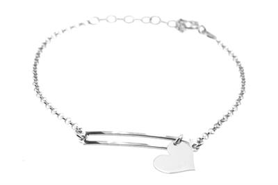 BRACCIALE CUORE PENDENTE IN ARGENTO 925°/°°