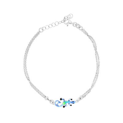 BRACCIALE LIZARD BLUE SMALTO IN ARGENTO 925°/°°