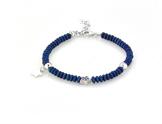 BRACCIALE STELLA EMATITE BLUE IN ARGENTO 925°/°°