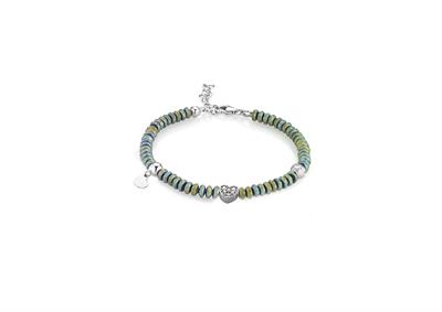 BRACCIALE CUORE EMATITE VERDE IN ARGENTO 925°/°°