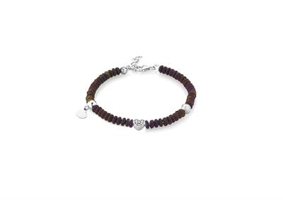 BRACCIALE CUORE EMATITE VIOLA IN ARGENTO 925°/°°