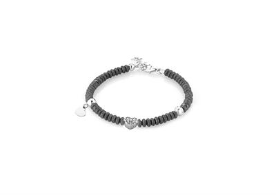 BRACCIALE CUORE EMATITE GRIGIA IN ARGENTO 925°/°°