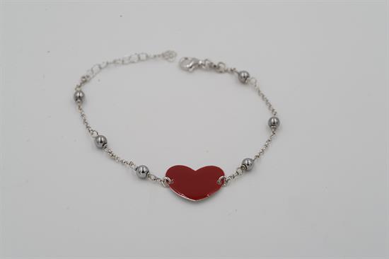 BRACCIALE EMATITE CUORE SMALTO GRANDE IN ARGENTO 925°/°°