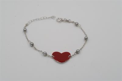 BRACCIALE EMATITE CUORE SMALTO GRANDE IN ARGENTO 925°/°°