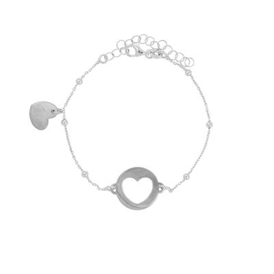 BRACCIALE CUORE TRAFORATO E PALLINI IN ARGENTO 925°/°°