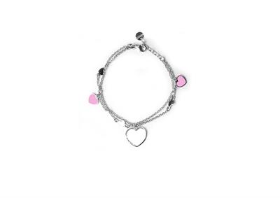 BRACCIALE CUORE RODIO SMALTO IN ARGENTO 925°/°°