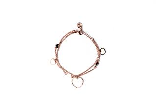 BRACCIALE CUORE ROSE' SMALTO IN ARGENTO 925°/°°