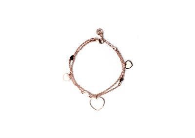 BRACCIALE CUORE ROSE' SMALTO IN ARGENTO 925°/°°