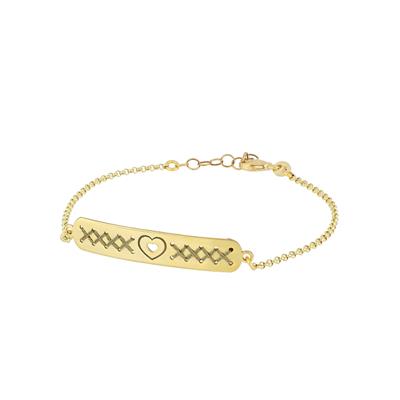 BRACCIALE CUORE BARRETTA E COTONE IN ARGENTO 925°/°°