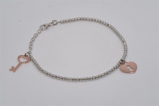 BRACCIALE PALLINI 3MM CON CHIAVE E LUCCHETTO IN ARGENTO 925°/°°