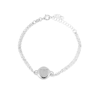 BRACCIALE DOPPIA CATENA CON CUORE IN ARGENTO 925°/°°