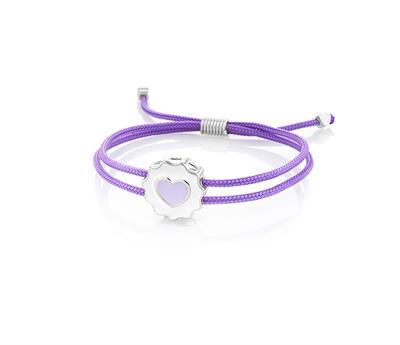 BRACCIALE CUORE SMALTO RODIO ARGENTO 925°/°° E CORDINO