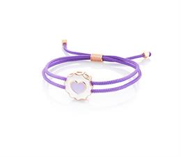 BRACCIALE CUORE SMALTATO ROSE' ARGENTO 925°/°° E CORDINO