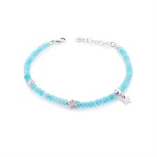 BRACCIALE STELLA  AGATA AZZURRA IN ARGENTO 925°/°°