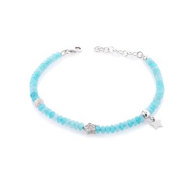 BRACCIALE STELLA  AGATA AZZURRA IN ARGENTO 925°/°°