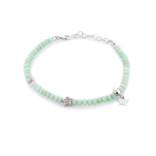 BRACCIALE STELLA AGATA VERDE CHIARO IN ARGENTO 925°/°°