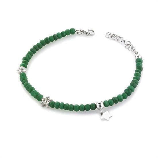 BRACCIALE STELLA AGATA VERDE IN ARGENTO 925°/°°