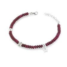 BRACCIALE STELLA AGATA BORDEAUX IN ARGENTO 925°/°°