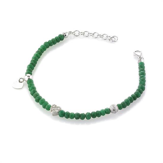 BRACCIALE CUORE AGATA VERDE IN ARGENTO 925°/°°