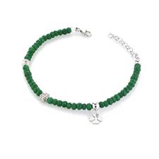 BRACCIALE QUADRIFOGLIO AGATA VERDE IN ARGENTO 925°/°°