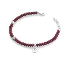 BRACCIALE QUADRIFOGLIO AGATA BORDEAUX IN ARGENTO 925°/°°