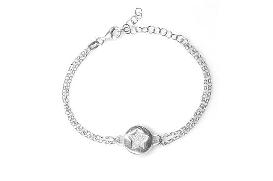 BRACCIALE DOPPIA CATENA CON STELLA IN ARGENTO 925°/°°