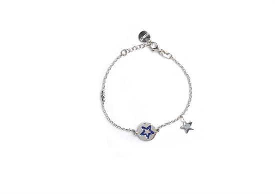 BRACCIALE CON STELLA SMALTO BLU IN ARGENTO 925°/°°