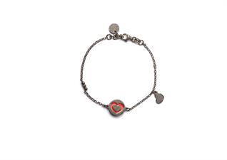 BRACCIALE CON CUORE SMALTO ROSSO IN ARGENTO 925°/°°