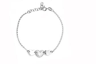 BRACCIALE 3 CUORI GLITTER IN ARGENTO 925°/°°