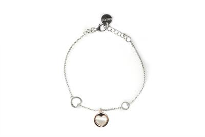 BRACCIALE CUORE MADREPERLA PENDENTE IN ARGENTO 925°/°°