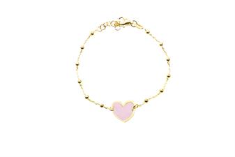 BRACCIALE CUORE DORATO CATENA PALLINATA IN ARGENTO 925°/°° SMALTO