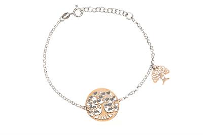 BRACCIALE ALBERO DELLA VITA CUORI GLITTER IN ARGENTO 925°/°°