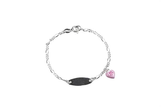 BRACCIALE BIMBO TARGHETTA CUORE IN ARGENTO 925°/°°