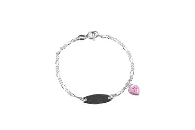 BRACCIALE BIMBO TARGHETTA CUORE IN ARGENTO 925°/°°