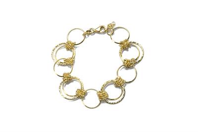 BRACCIALE MULTI TONDINI UNITI DA PALLINI DIAMANTATI ARGENTO 925°/°°