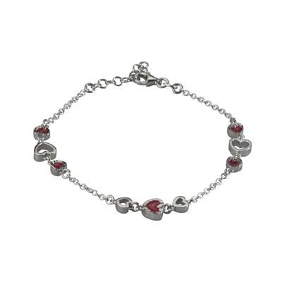 BRACCIALE CUORI SCATOLATI RODIO IN ARGENTO 925°/°° E SMALTO