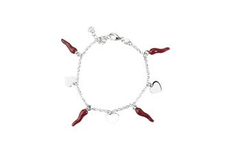 BRACCIALE CUORI ARGENTO 925°/°° E CORNI SMALTATI