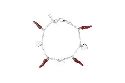 BRACCIALE CUORI ARGENTO 925°/°° E CORNI SMALTATI