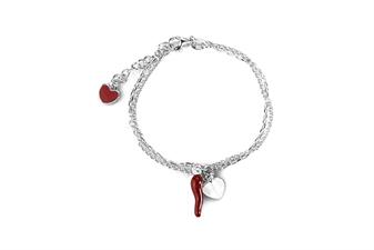 BRACCIALE CUORE CUORE RODIO IN ARGENTO 925°/°° CORNO SMALTO